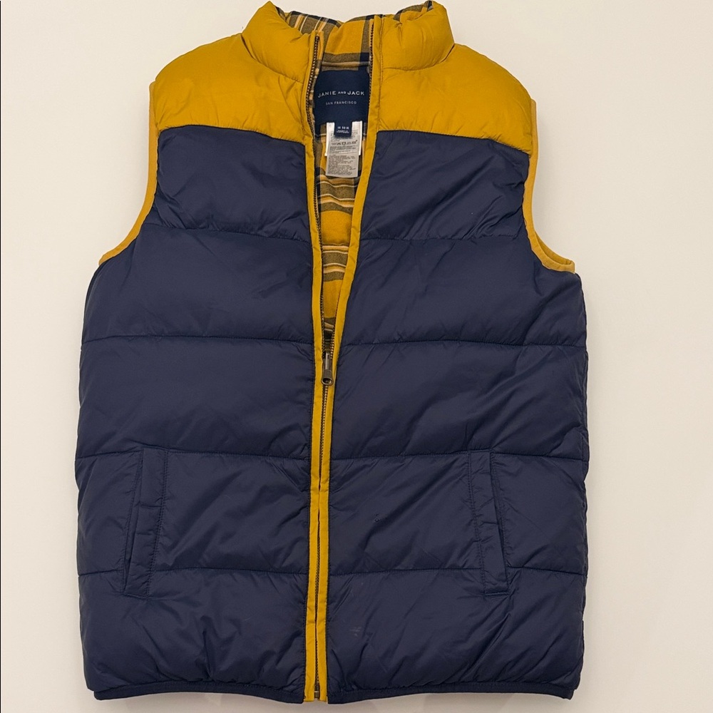 Yellow and Navy Reversible Plaid Puffer Vest - Janie and Jack